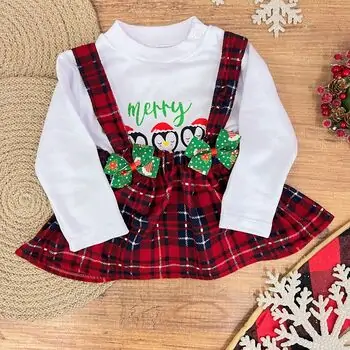 Little Penguin Christmas dress - საბავშვო კაბის კომპლექტი