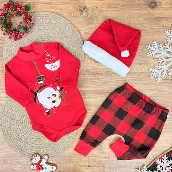 Newborn Baby 3 in 1 Ho Ho Ho Merry Christmas - ახალშობილის ტანსაცმლის კომპლექტი, 3 image