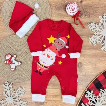 Cute Santa And Deer Romper - საბავშვო რომპერი
