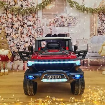 Electric Car Jeep Painting Red - ელექტრო მანქანა კაუჩუკის საბურავებით, 2 image