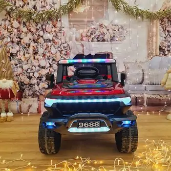 Electric Car Jeep Painting Red - ელექტრო მანქანა კაუჩუკის საბურავებით, 3 image