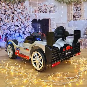 Electric Formula 1 Car Painting Grey - ელექტრო მანქანა კაუჩუკის საბურავებით, 4 image