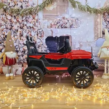 Electric Jeep Painting Red - ელექტრო მანქანა კაუჩუკის საბურავებით, 2 image