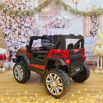 Electric Car Jeep Painting Red - ელექტრო მანქანა კაუჩუკის საბურავებით, 5 image