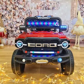 Electric Jeep Painting Red - ელექტრო მანქანა კაუჩუკის საბურავებით, 3 image