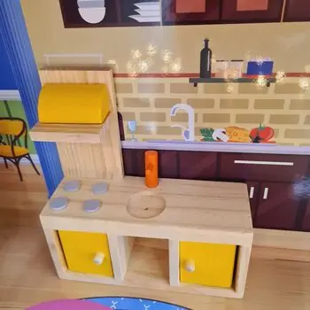 Wooden Doll House For Kids - თოჯინის ხის სამ სართულიანი სახლი ავეჯით, 9 image