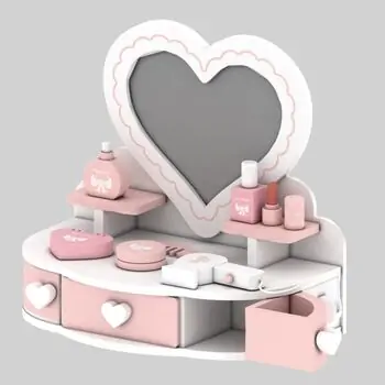 Wooden Dresser Set With Accsesoriess  - ხის საბავშვო ტრილიაჟი აქსესუარებით