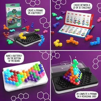 SmartGames IQ Six Pro Travel Game with 120 Challenges - ინტერაქტიული IQ სათამაშო, 4 image