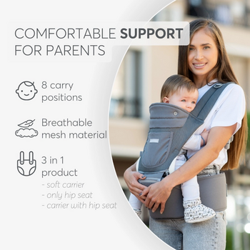 KikkaBoo Carrier Chloe Mesh Grey კენგურუ, 9 image