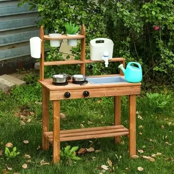 Wooden Outdoor Play Kitchen Set - საბავშვო ხის სამზარეულო, 4 image