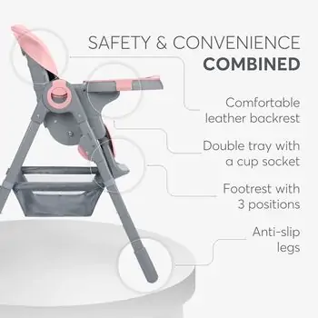 Kikkaboo Highchair Comfy + Pink  - საკვები სკამ-მაგიდა, 9 image