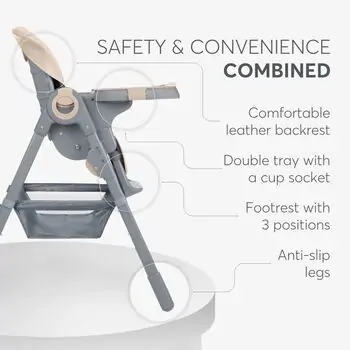 Kikkaboo Highchair Comfy + Beige - საკვები სკამ-მაგიდა, 9 image