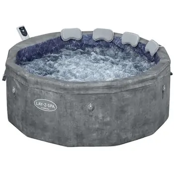 Bestway 6001V Carrara ThermaCore UltraFit Smart AirJet 6 Grey Stone Round - გასაბერი ჯაკუზი