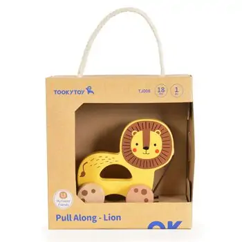 Tooky Toy Pull Along Lion TJ008 - ხის განსავითარებელი სათამაშო ლომი, 4 image