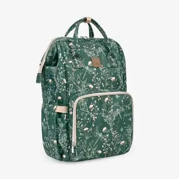 KikkaBoo Mama bag Siena Luxe Secret Garden Deep Green - დედის ჩანთა, 2 image