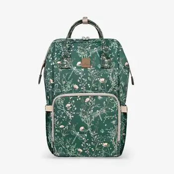 KikkaBoo Mama bag Siena Luxe Secret Garden Deep Green - დედის ჩანთა