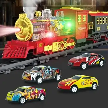 Electric Train Set With Light, Sound And Smoking - მატარებლის ნაკრები განათებით, ხმით და ორთქლით, 2 image