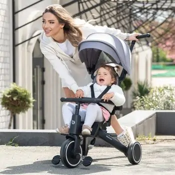 Kikkaboo Tricycle 8in1 Trix 2 Grey სამ თვლიანი ველო-ეტლი, 2 image
