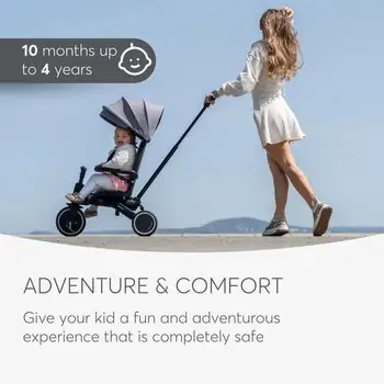 Kikkaboo Tricycle 8in1 Trix 2 Grey სამ თვლიანი ველო-ეტლი, 4 image