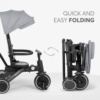 Kikkaboo Tricycle 8in1 Trix 2 Grey სამ თვლიანი ველო-ეტლი, 5 image