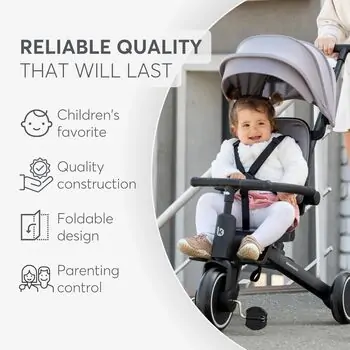 Kikkaboo Tricycle 8in1 Trix 2 Beige სამ თვლიანი ველო-ეტლი, 7 image