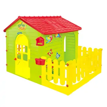Mochtoys Playhouse with fence 10839 small - სათამაშო სახლი ღობით