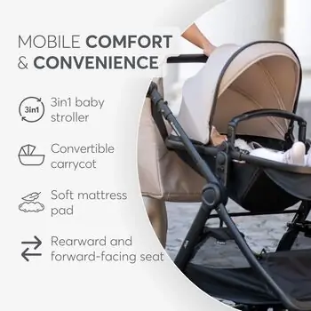 KikkaBoo Ava 3in1 Beige - საბავშვო ეტლის კომპლექტი, 11 image