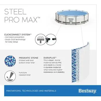 Bestway  Round Pool Set with Filter Pump and ladder - კარკასული აუზი კარტრიჯული ფილტრით, კიბით და ტენტით, 13 image