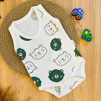 Smiling Bear Bodysuit Green - ჩვილის ბოდე