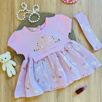 Cute Flower Dress Set საბავშვო კაბის კომპლექტი