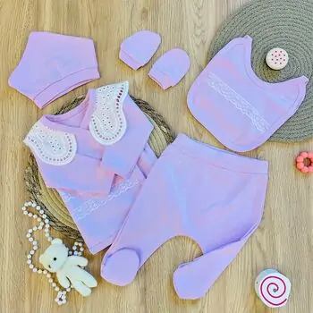 Little Vintage 5 In 1 Set Purple - ჩვილის სამოსის ნაკრები