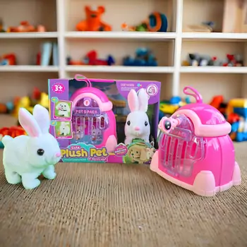 Plush Pet Cute Rabbit With House - სათამაშო კურდღელი სახლით