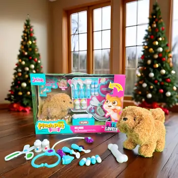 Plush Pet Fluffy Dog With Accessory - სათამაშო ძაღლი აქსესუარებით