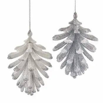 Pinecone Hanging Decoration Silver&White - ნაძვის ხის სათამაშო, 2 image