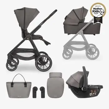 KikkaBoo Modena 4in1 With Carrycot Dark Grey საბავშვო ეტლის კომპლექტი