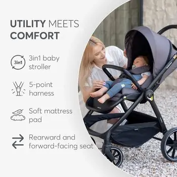 KikkaBoo Modena 4in1 With Carrycot Dark Grey საბავშვო ეტლის კომპლექტი, 8 image