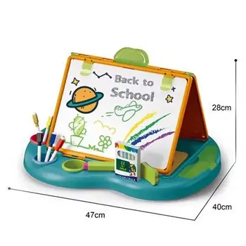 Folding Double Face Children's Drawing Board Green - საბავშვო სახატავი ორმხრივი დაფა, 4 image