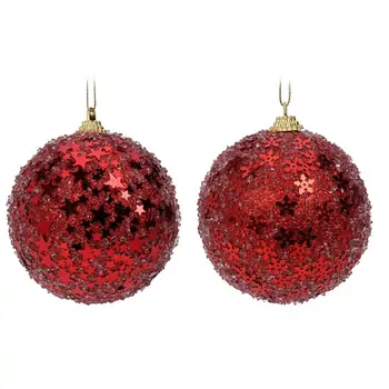 Christmas Glitter Red Ball Hanging Decoration - ნაძვის ხის სათამაშო, 3 image