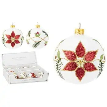 White Glittered Ball Hanging Decoration - ნაძვის ხის სათამაშო, 2 image