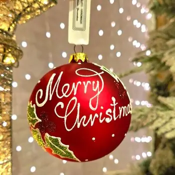 Merry Christmas Glittered Ball Hanging Decoration - ნაძვის ხის სათამაშო