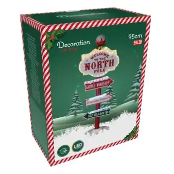 Christmas Guide Board "Welcome To The North Pole"  - საახალწლო დეკორაცია განათებით, 3 image