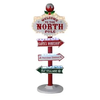 Christmas Guide Board "Welcome To The North Pole"  - საახალწლო დეკორაცია განათებით, 2 image