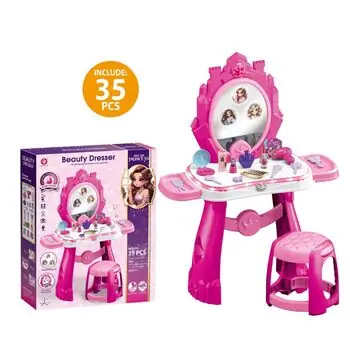 Princess Dressing Table Pink Set With Chair - საბავშვო ტრილიაჟით სკამით, 6 image