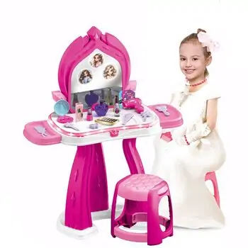 Princess Dressing Table Pink Set With Chair - საბავშვო ტრილიაჟით სკამით, 3 image