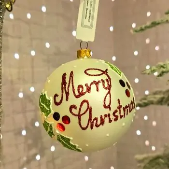 Merry Christmas Glittered Ball Hanging Decoration - ნაძვის ხის სათამაშო