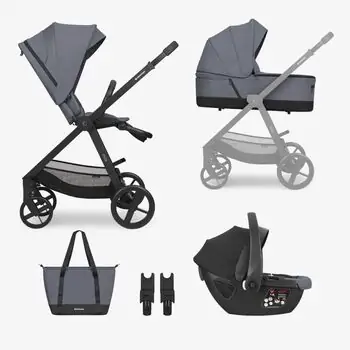 KikkaBoo Mia  4in1 Grey - საბავშვო ეტლის კომპლექტი
