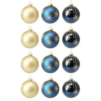 Gold And Blue Ball Hanging Decoration - ნაძვის ხის სათამაშო, 2 image