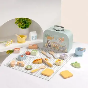 Tooky Toy Picnic Basket Set - ხის განსავითარებელი სათამაშო