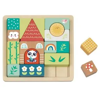 Tooky Toy Block Puzzle 19 PCS - ხის განსავითარებელი სათამაშო კუბიკები, 4 image
