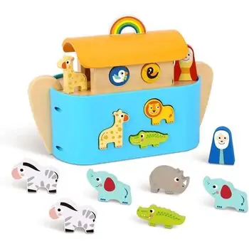 Tooky Toy Puzzle Noah's Ark - ხის განსავითარებელი სათამაშო ნოეს კიდობანი, 2 image